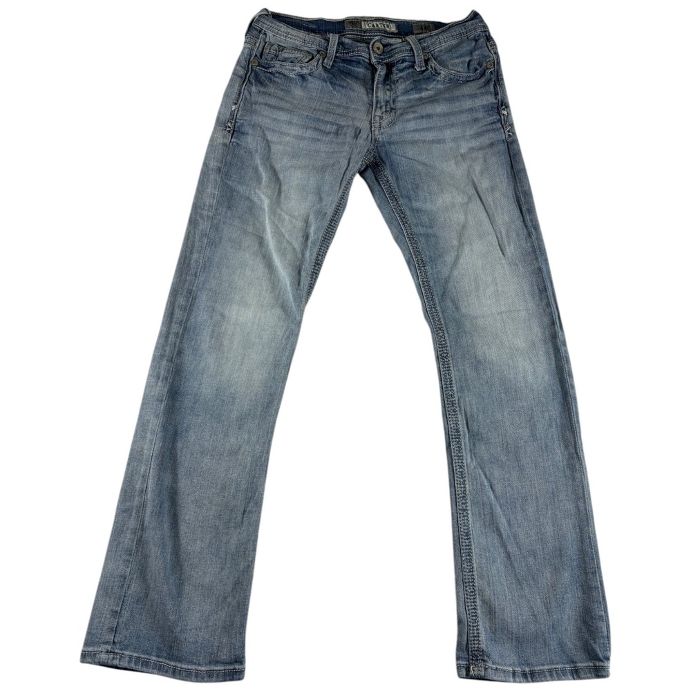 Buckle BKE Carter Jeans Mens 30 Blue Whiskering Denim‎ Light Wash Straight Leg